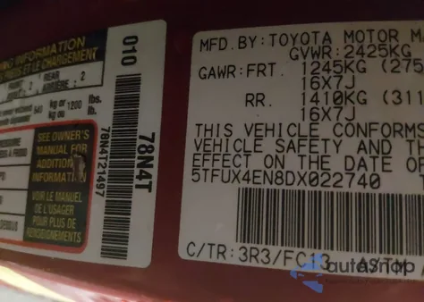 2013 Toyota Tacoma z USA, uszkodzony, nr VIN 5TFUX4EN8DX022740